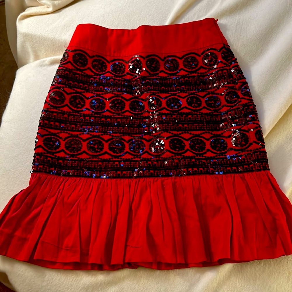 Moulinette Soeurs Red and Black Sequin Skirt- Size 0